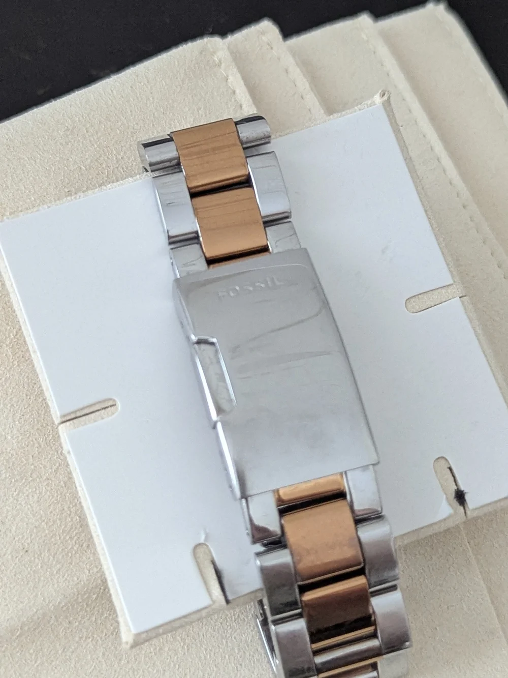 Fossil Women's Two-Tone Rose Gold and Silver Crystal Bezel Watch (Needs Battery)